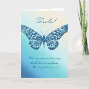 Gracias tarjeta de felicitación mariposa azul
