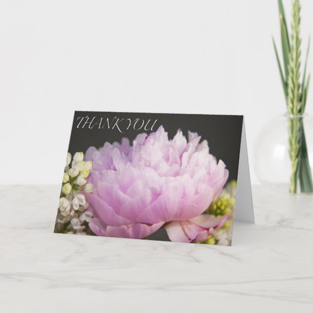 Gracias tarjeta de felicitación Pink Peony (Anverso)