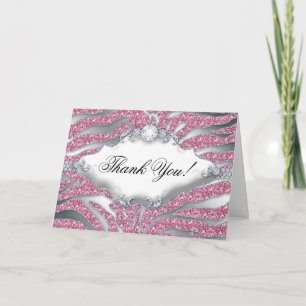 Gracias Tarjeta de felicitación Zebra Sparkle Plat