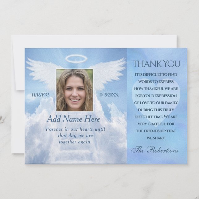 Gracias tarjeta de foto Angel Wings (Anverso)