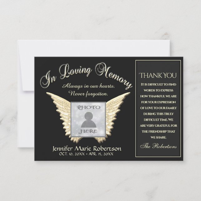 Gracias tarjeta de foto con Angel Wings (Anverso)