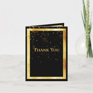 Gracias tarjeta de foto cumpleaños negro oro confe