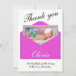 Gracias tarjeta de foto de anuncio de nacimiento