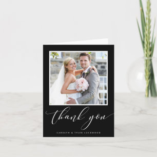 GRACIAS TARJETA DE FOTO elegante boda negro