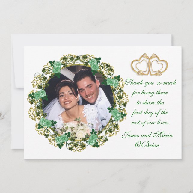 Gracias tarjeta de foto rosa irlandés (Anverso)