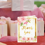 Gracias tarjeta de fotos flores de dahlia coloread<br><div class="desc">Una elegante tarjeta de agradecimiento después de un aniversario de cumpleaños. Flores contemporáneas de dahlia color rosa, melocotón y coral, confetti dorado y un marco dorado falso como decoración. Fondo blanco de moda. Interior: Plantilla para Su nota de agradecimiento y nombre/nombres. Plantilla para su foto. Dahlia Flowers. Parte posterior: Plantilla...</div>