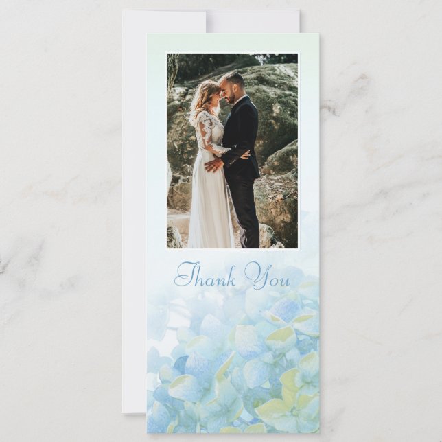 Gracias, tarjeta de hidrangea de foto boda (Anverso)