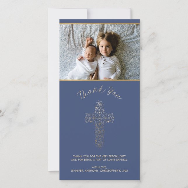 Gracias tarjeta de la foto - religiosa (bautismo, (Anverso)