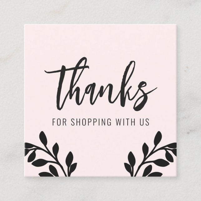 Gracias Tarjeta De Negocios Pink Square De Foliage (Anverso)