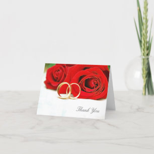 Gracias tarjeta de nota del boda del rosa rojo