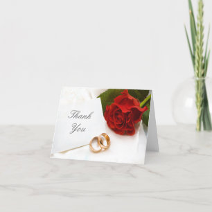 Gracias tarjeta de nota del boda del rosa rojo