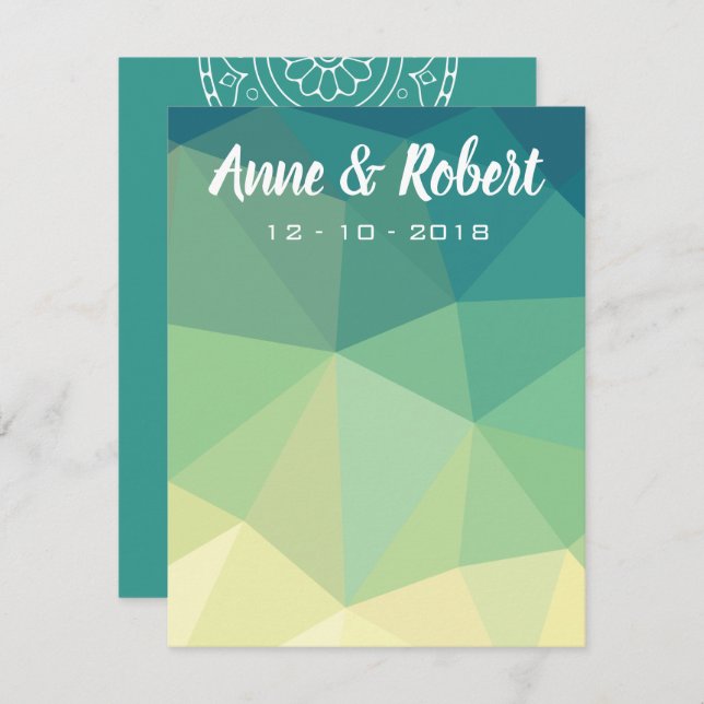 Gracias tarjeta de nota en mandala amarillo verde (Anverso / Reverso)