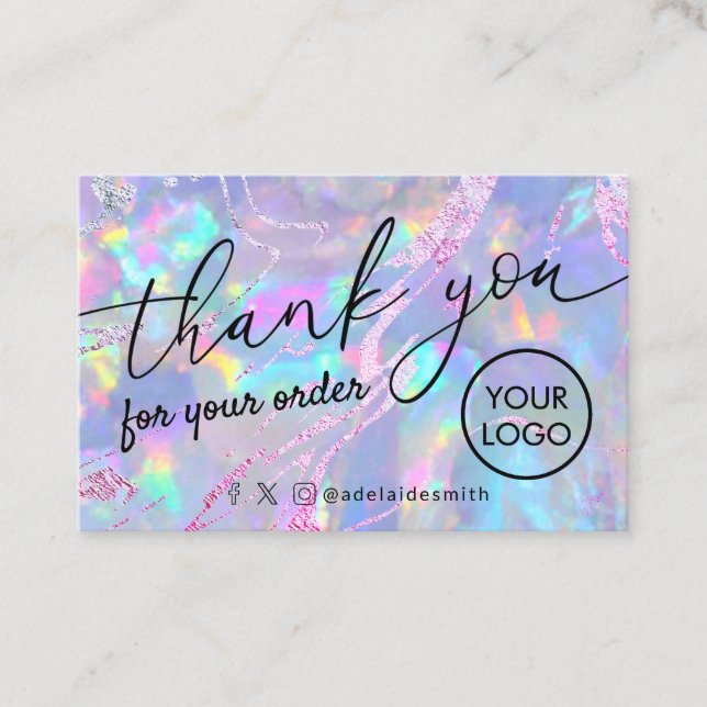 gracias tarjeta de presentación de textura opal (Anverso)