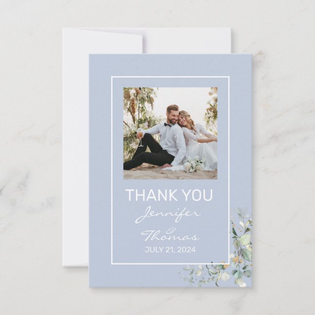  Gracias Tarjeta Elegante, Minimalismo, Hojas Verd (Anverso)