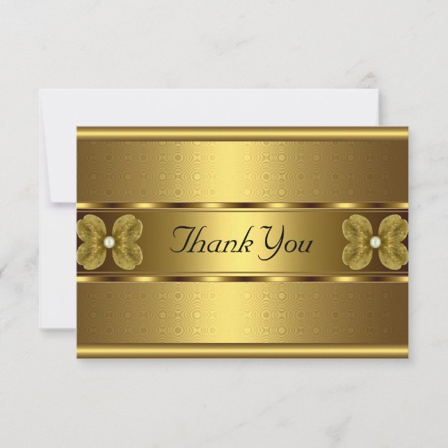 Gracias Tarjeta Elegante Roll Gold Floral (Anverso)