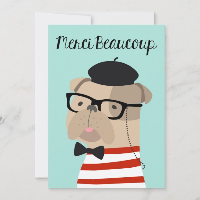 Gracias tarjeta en francés - Bulldog francés MGrac (Anverso)