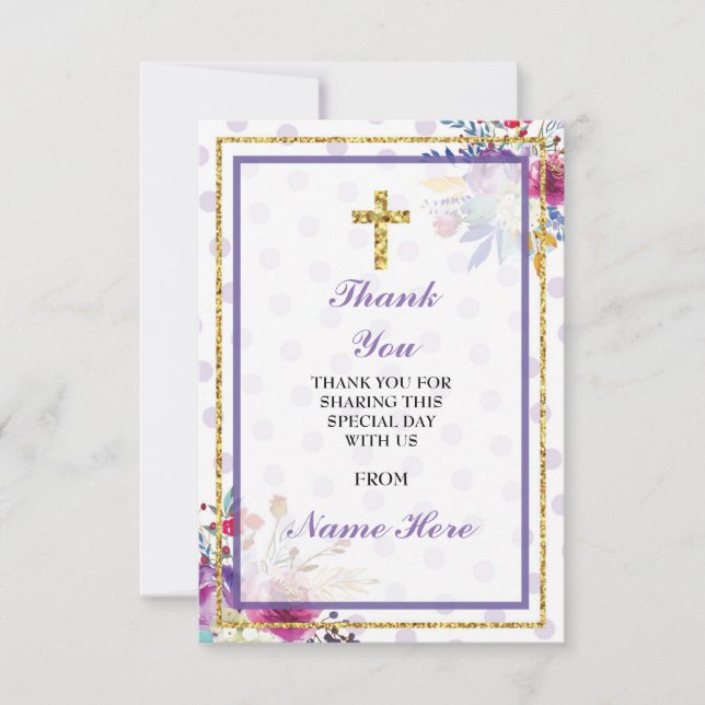 Gracias tarjeta floral cruzada santa religiosa del (Anverso)