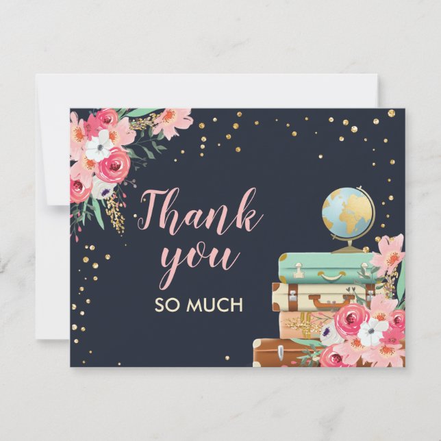 Gracias tarjeta Flores Miss a la Sra. Travel Pink (Anverso)