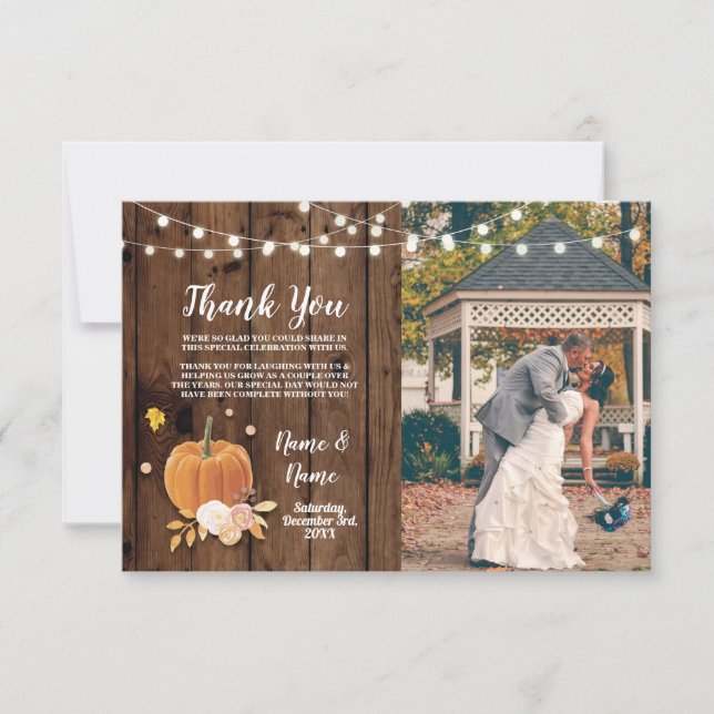 Gracias Tarjeta Fotografía Luces De Calabaza Mader (Anverso)