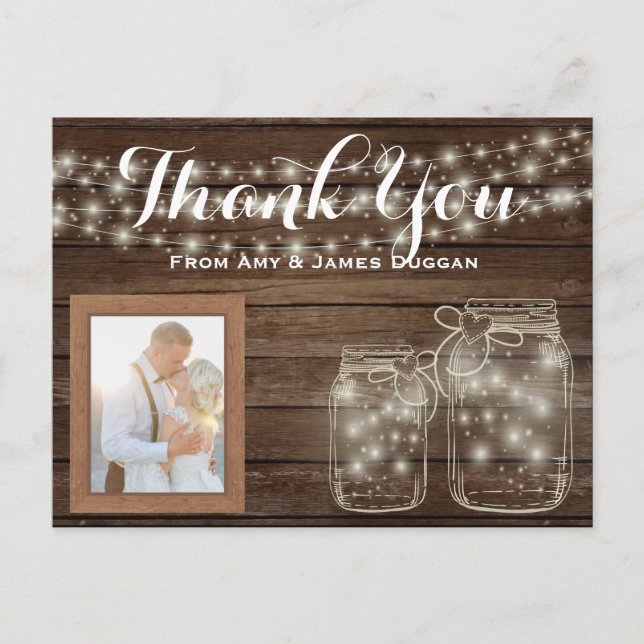 Gracias, tarjeta fotográfica, Boda ruso Mason Jars (Anverso)