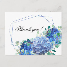 Gracias tarjeta hidrangea azul eucalipto verde