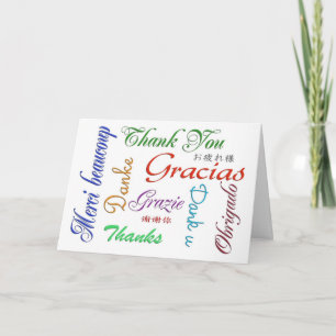 Gracias tarjeta muchos idiomas personalizable