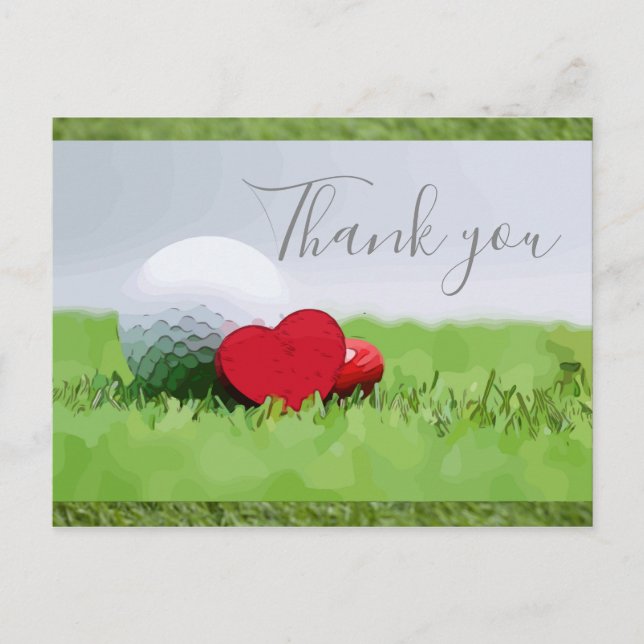 Gracias tarjeta para jugar golf con golf y amor (Anverso)