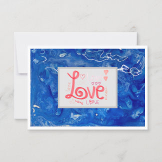 Gracias Tarjeta plana de amor de 3,5" x 5" - Azul