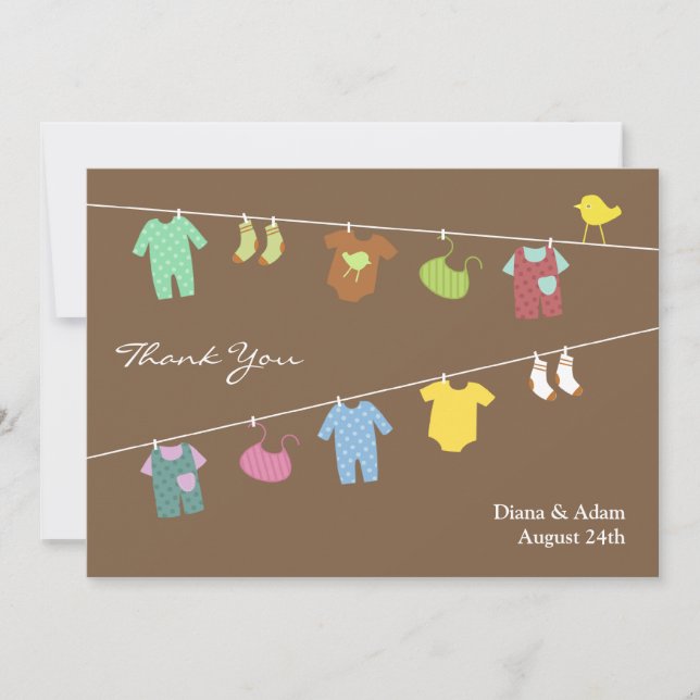 Gracias tarjeta plana de Baby Shower neutral (Anverso)