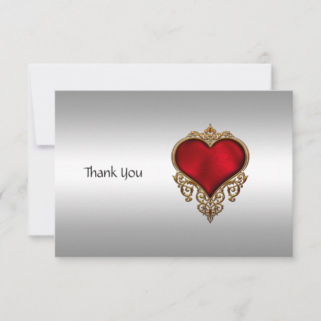 Gracias tarjeta plata y corazón (Anverso)