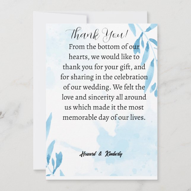 Gracias tarjeta por asistir a un boda (Anverso)