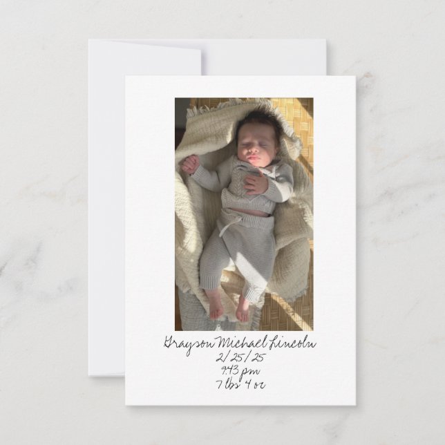 GRACIAS TARJETA POR REGALO DE BEBÉ (Anverso)