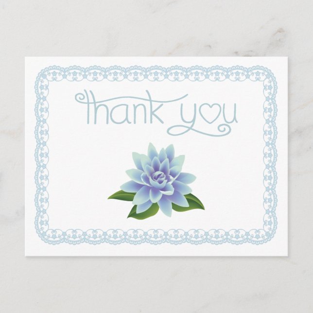 Gracias tarjeta postal Blue Lotus Flower Lace (Anverso)