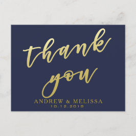 Gracias | Tarjeta Postal con Letra de Oro Falso y