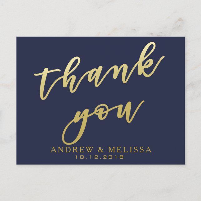 Gracias | Tarjeta Postal con Letra de Oro Falso y  (Anverso)