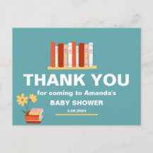 Gracias Tarjeta postal de baby shower de Libros y 