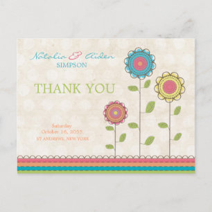 Gracias tarjeta postal de flores altas color arcoi