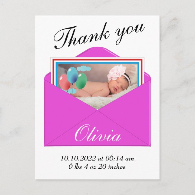 Gracias, tarjeta postal de la foto del anuncio de  (Anverso)