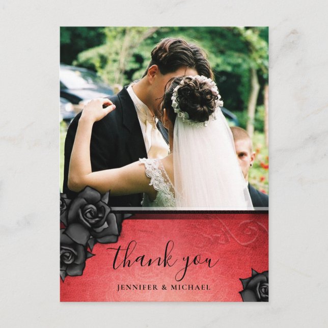 Gracias, tarjeta postal del Boda Gótico Rojo de Ha (Anverso)