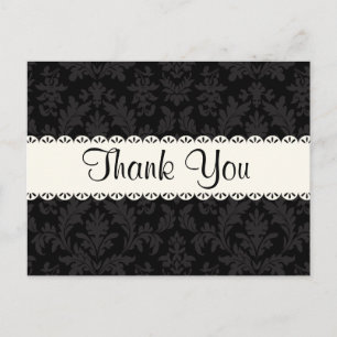 Gracias tarjeta postal floral Black and Gray Damas