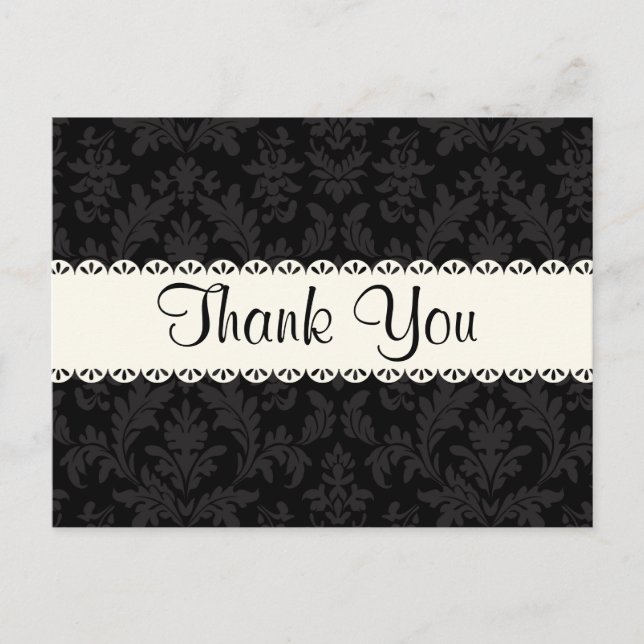 Gracias tarjeta postal floral Black and Gray Damas (Anverso)