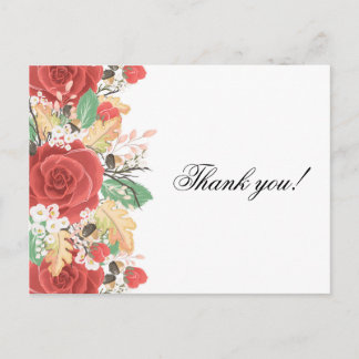 Gracias tarjeta roja rosa otoño hojas otoño