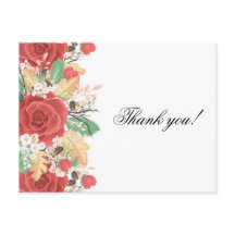 Gracias tarjeta roja rosa otoño hojas otoño