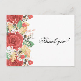 Gracias tarjeta roja rosa otoño hojas otoño