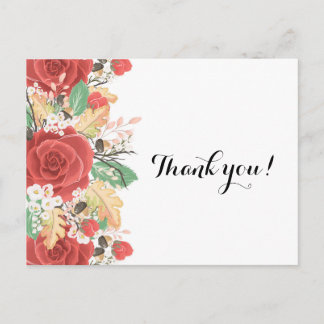 Gracias tarjeta roja rosa otoño hojas otoño