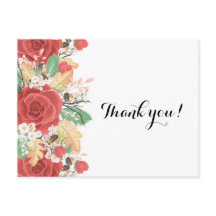 Gracias tarjeta roja rosa otoño hojas otoño