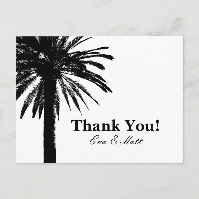 Gracias tarjetas bodas con imagen de palmera (Anverso)