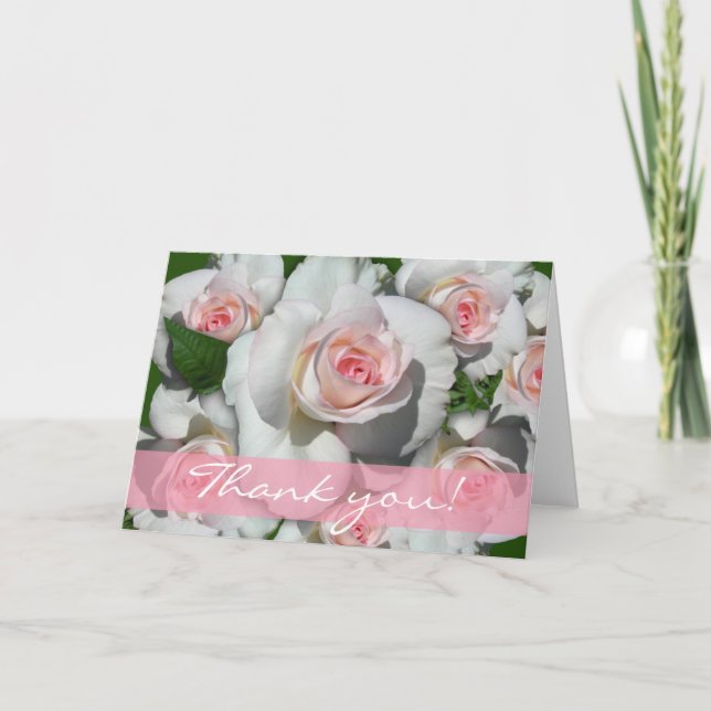 Gracias tarjetas con rosas blancas (Anverso)