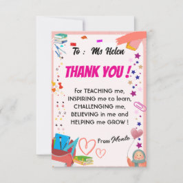 Gracias tarjetas de los niños a los profesores