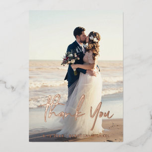 Gracias tarjetas de Relieve metalizado reales Boda